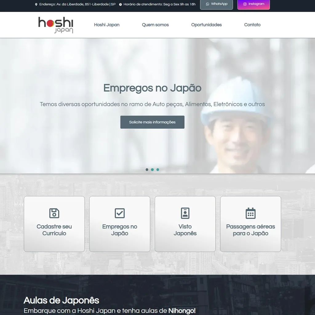 Desenvolvimento Site empregos no Japão