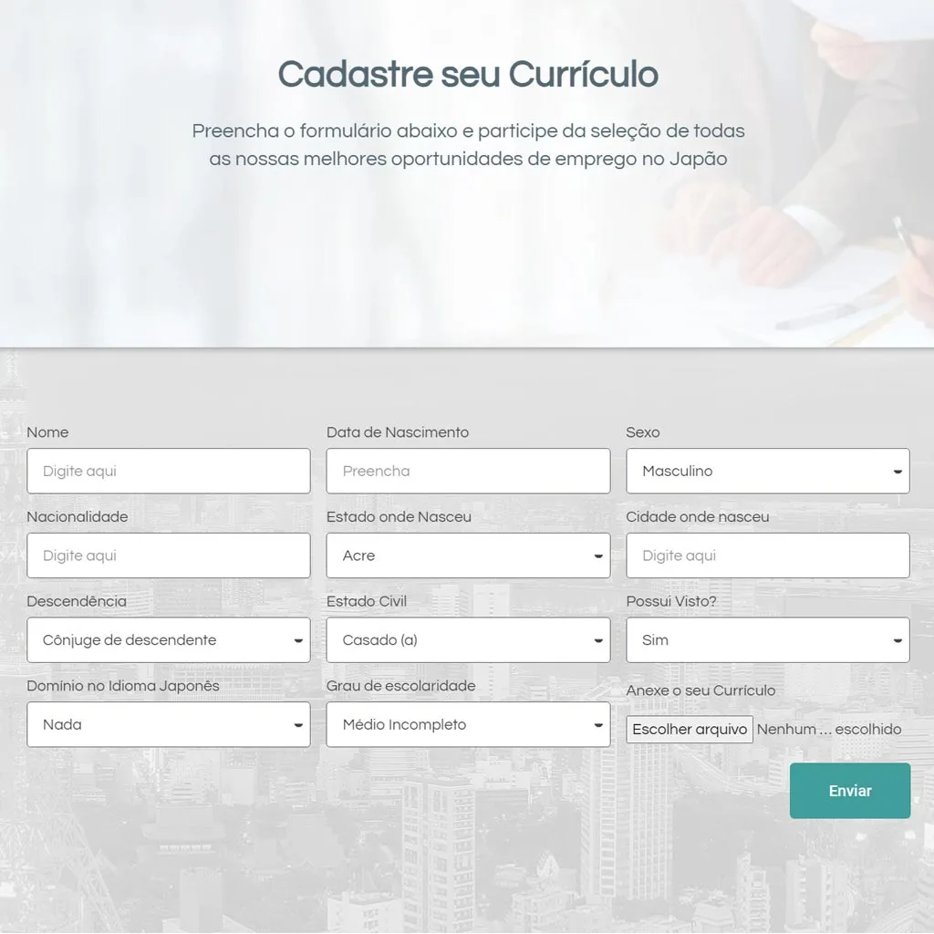 Criação de site com formulário